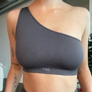 Set Active Ribbed One Shoulder Bra